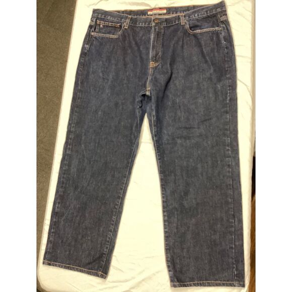 Classic Dark Wash Straight Leg Denim Jeans Casual Everyday Wear - Picture 1 of 3